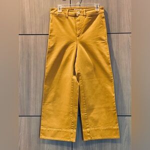 Loft by Ann Taylor Jeans Wide Leg High Rise Mustard Goldenrod Size 27/4